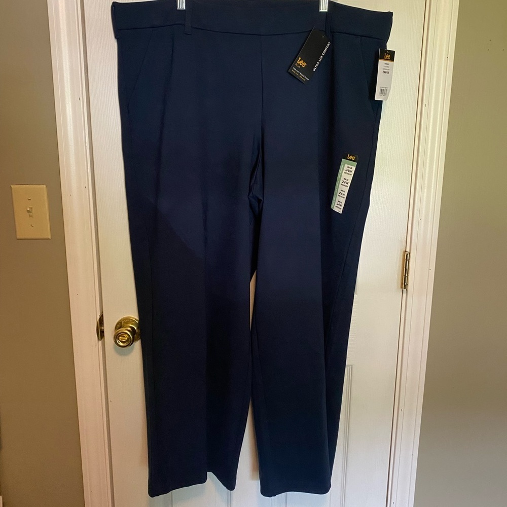 NWT Sz 24W Lee Ultra Lux Comfort Trousers Classic Wide-Leg Med Rise
